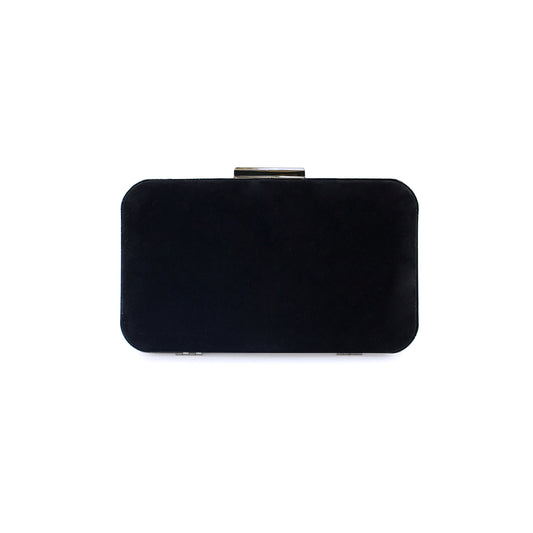 Handmade Black Velvet Clutch – Silver Embroidered Evening Bag