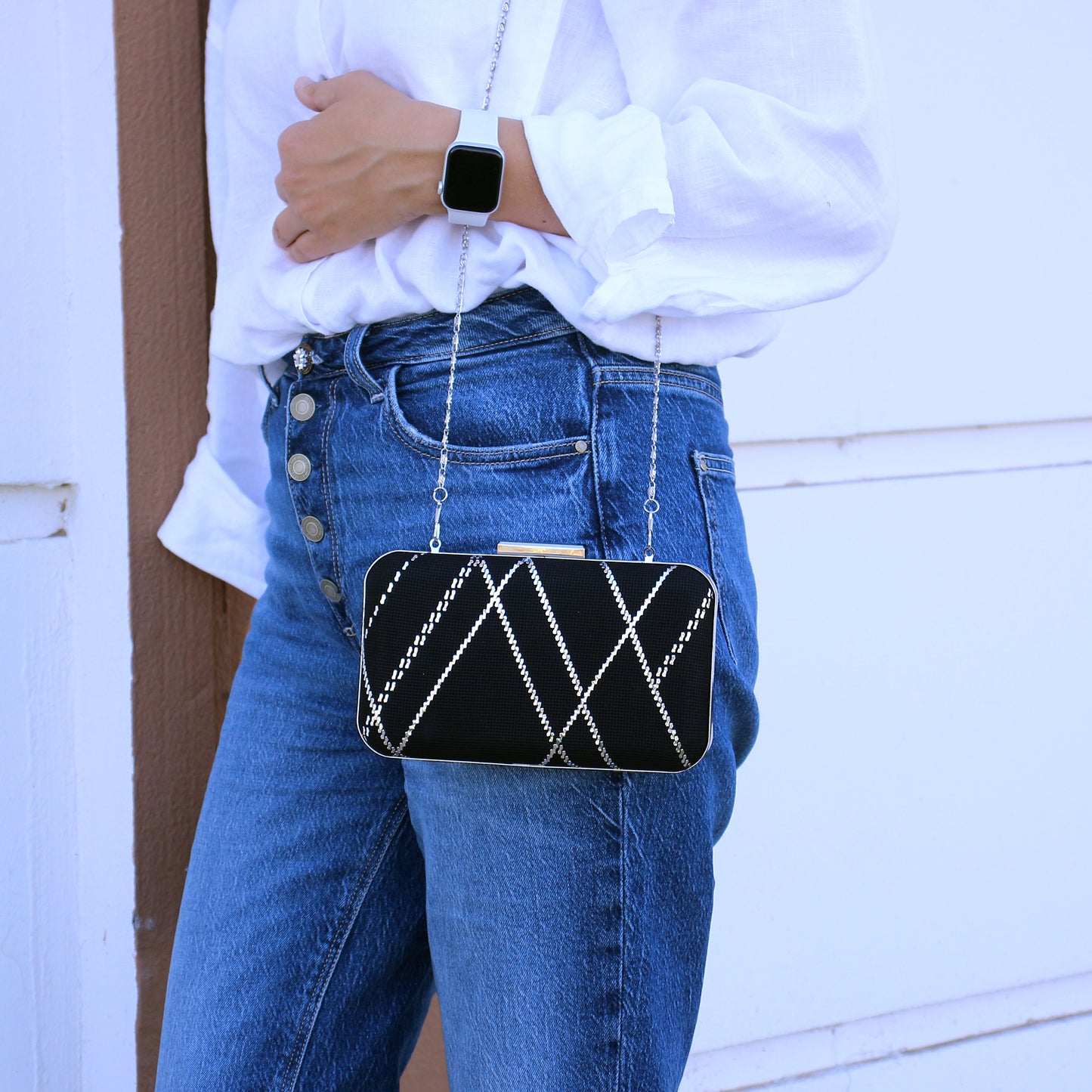 Handmade Black Velvet Clutch – Silver Embroidered Evening Bag