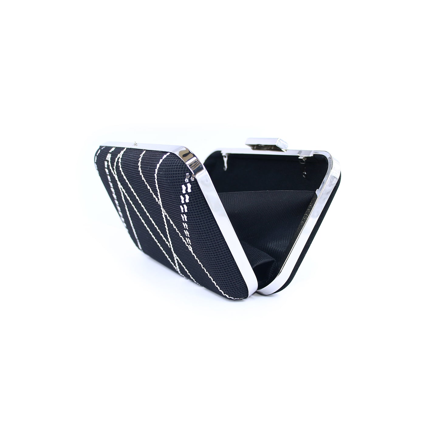 Handmade Black Velvet Clutch – Silver Embroidered Evening Bag