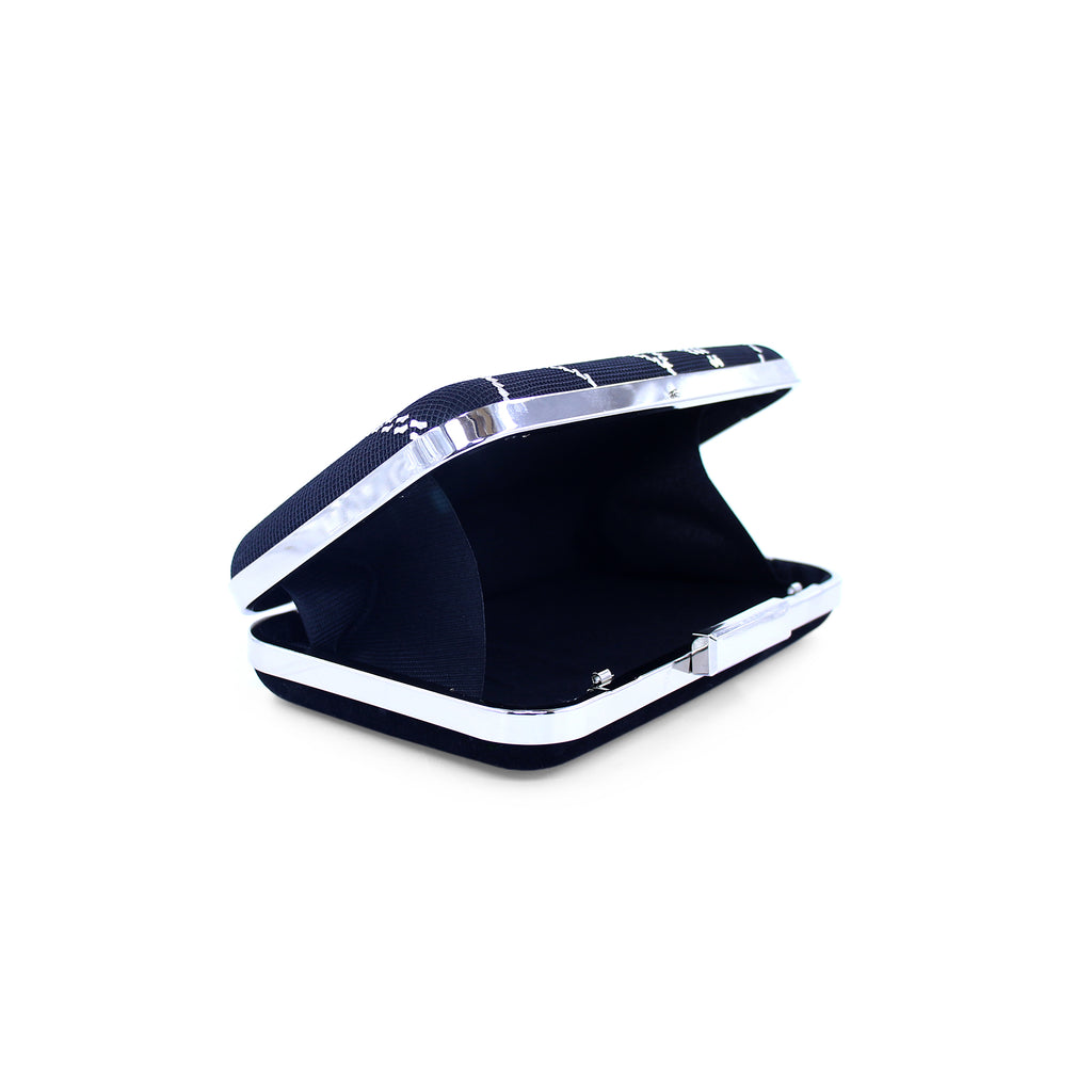 Handmade Black Velvet Clutch – Silver Embroidered Evening Bag