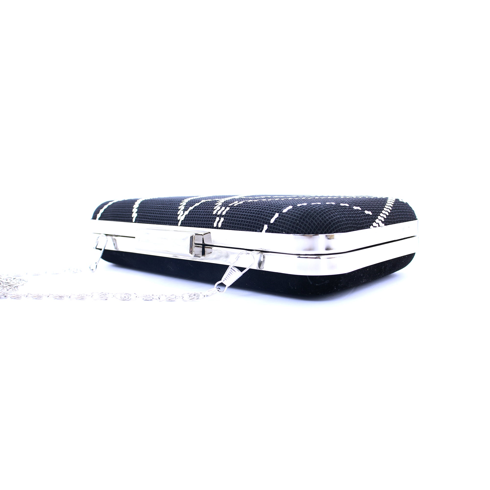 Handmade Black Velvet Clutch – Silver Embroidered Evening Bag