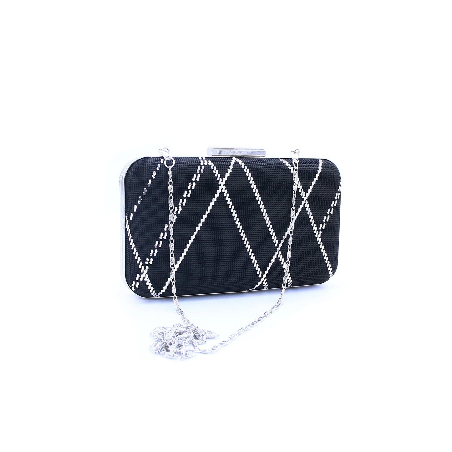 Handmade Black Velvet Clutch – Silver Embroidered Evening Bag