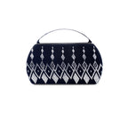 Luxury Black Velvet Clutch – Silver Embroidery
