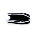 Luxury Black Velvet Clutch – Silver Embroidery