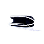 Luxury Black Velvet Clutch – Silver Embroidery
