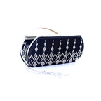 Luxury Black Velvet Clutch – Silver Embroidery