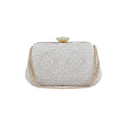 Handmade Lace Clutch Bag – Elegant Evening Purse with Gold Chain, Wedding & Party Bag