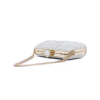 Handmade Lace Clutch Bag – Elegant Evening Purse with Gold Chain, Wedding & Party Bag