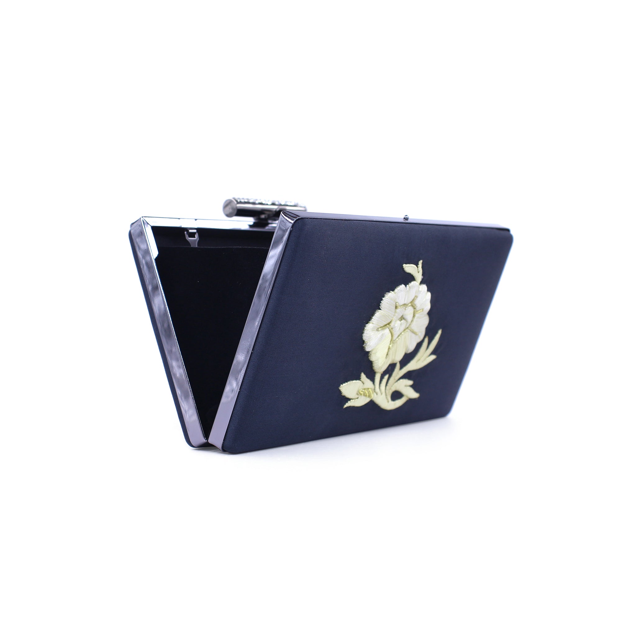 Handmade Black Velvet Clutch Bag – Gold Floral Embroidery | Elegant Wedding & Evening Purse by Zavelya Atelier