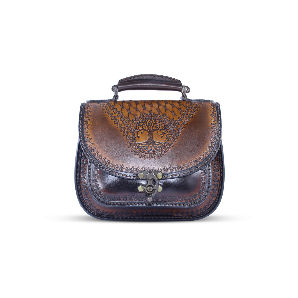 Handmade Leather Crossbody – Tree of Life Design