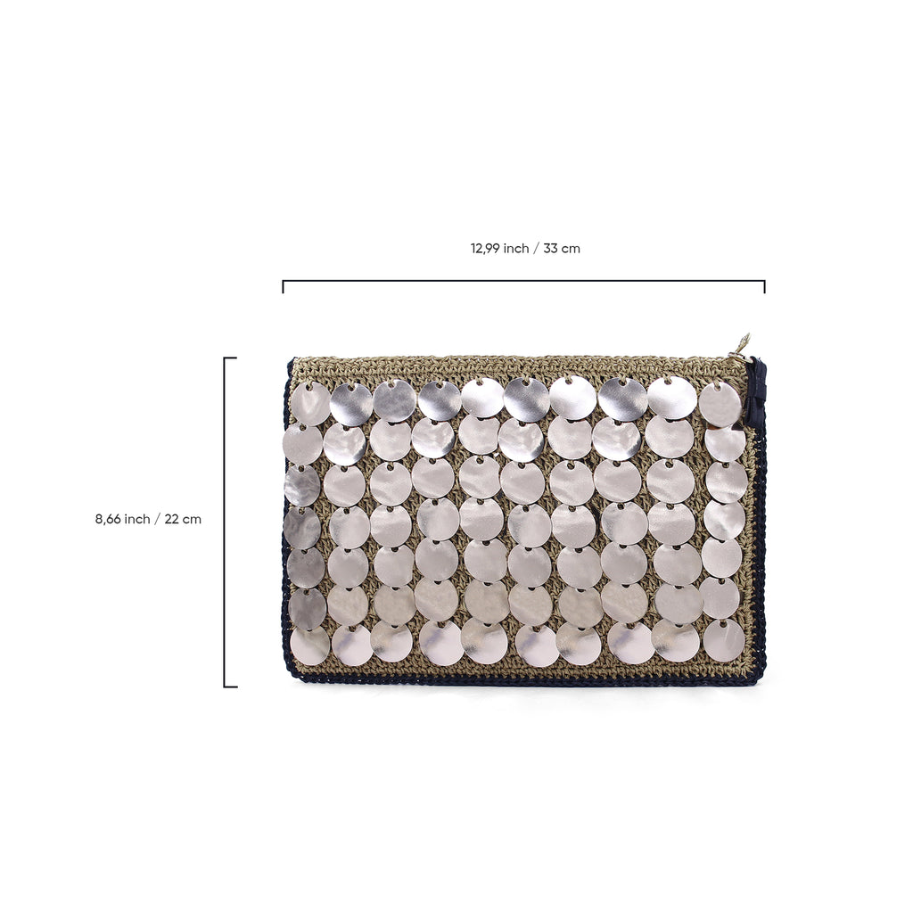 Sequin Raffia Clutch