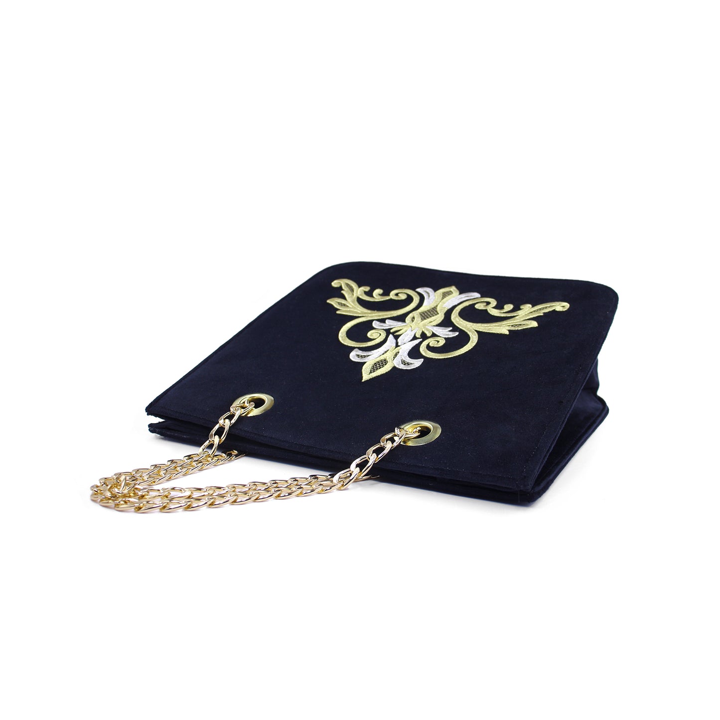 Black Velvet Evening Clutch Bag – Gold Embroidered Turkish Handcrafted Purse | Zavelya Atelier