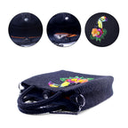 Toucan Embroidered Raffia Handbag