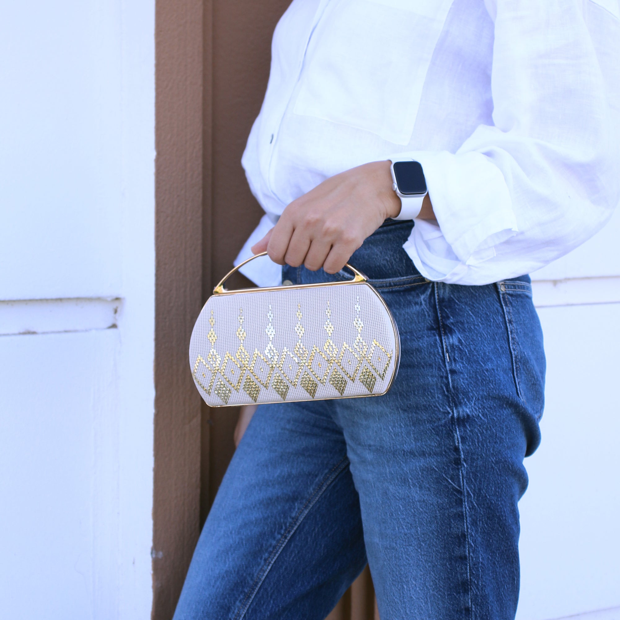 Velvet Clutch – Gold Embroidered Purse
