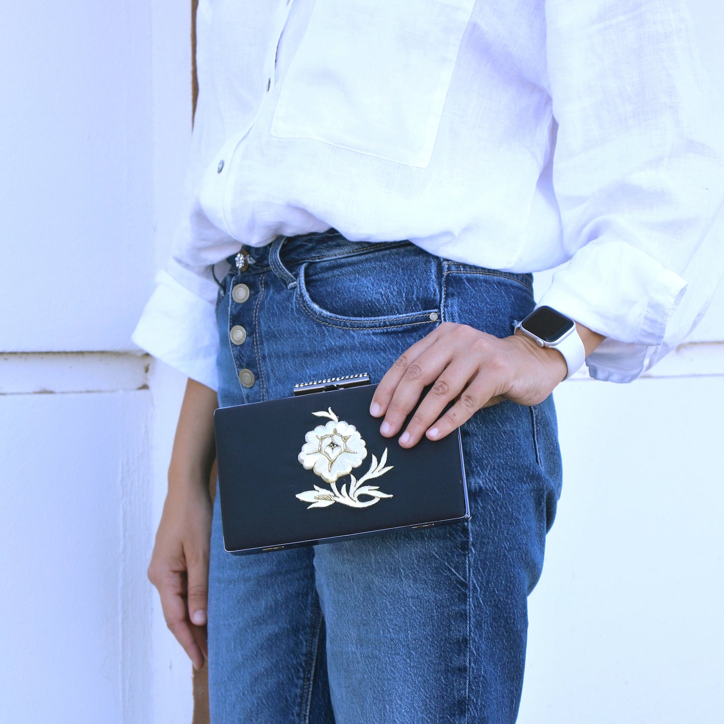 Handmade Black Velvet Clutch Bag – Gold Floral Embroidery | Elegant Wedding & Evening Purse by Zavelya Atelier