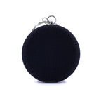 Handmade Silver Wire Embroidered Evening Clutch – Elegant Round Black Suede Purse | Zavelya Atelier