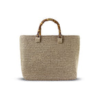 Handmade Raffia Tote Bag with Bamboo Handles – Boho Straw Beach Bag, Summer Vacation Purse by Zavelya Atelier