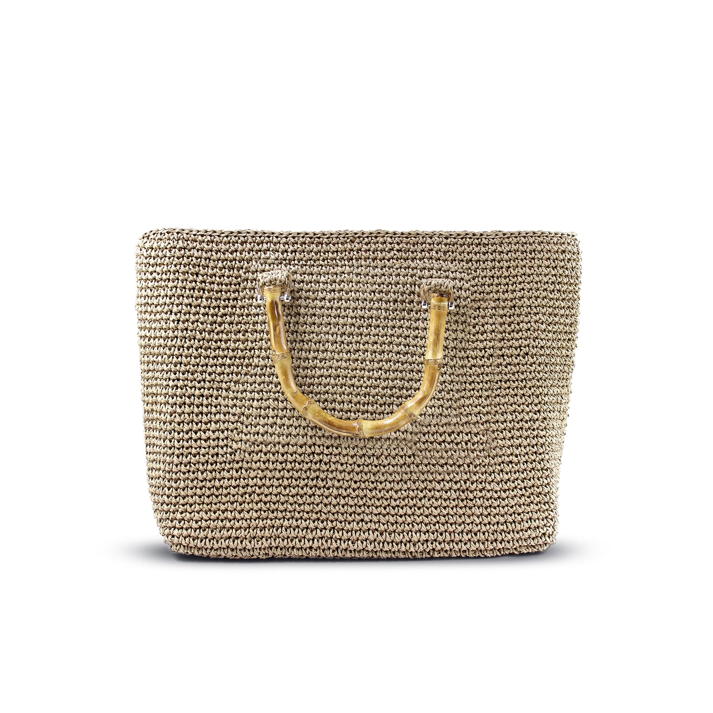 Handmade Raffia Tote Bag with Bamboo Handles – Boho Straw Beach Bag, Summer Vacation Purse by Zavelya Atelier