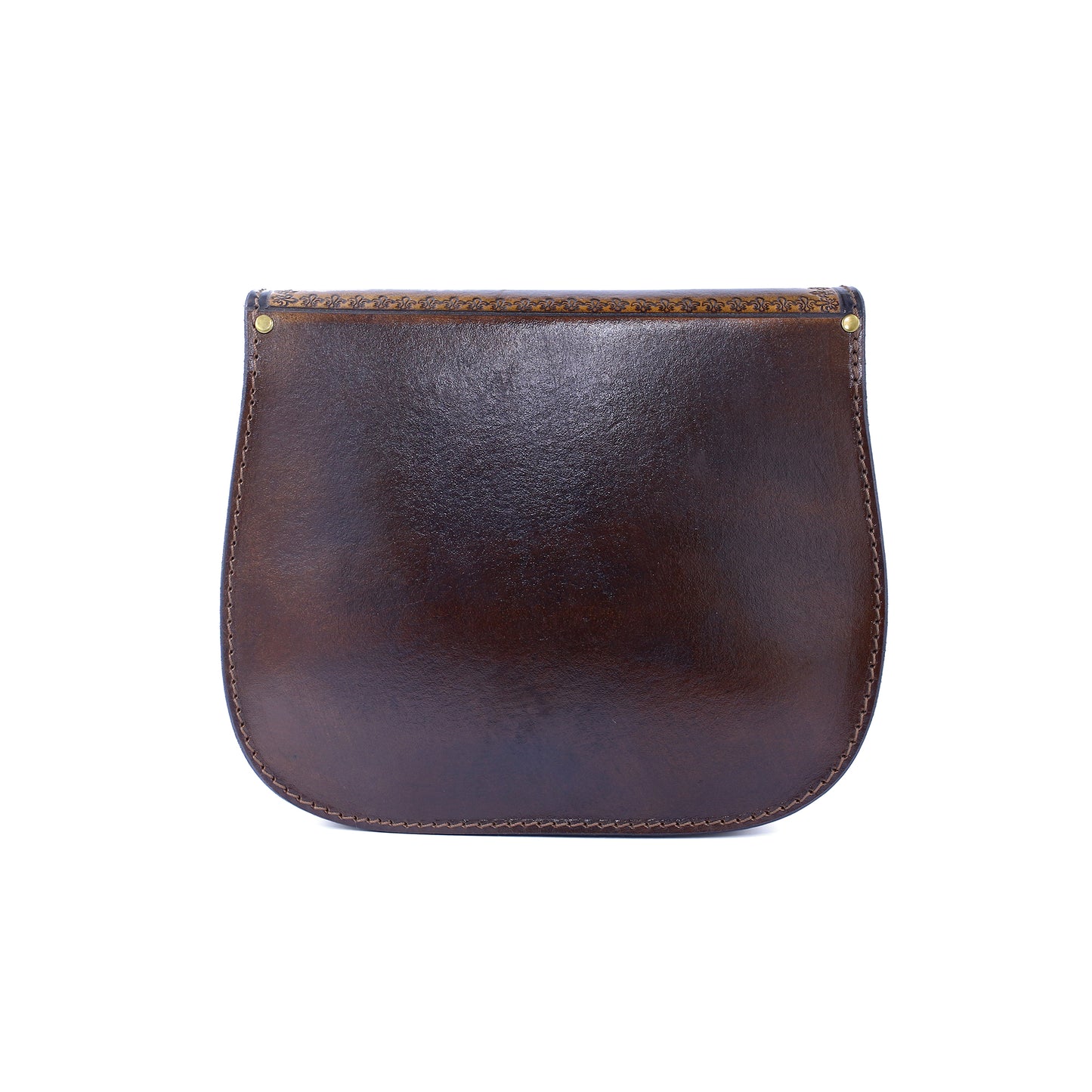 Handcrafted Leather Crossbody Bag – Vintage Brown Embossed Leaf Purse | Boho Rustic Everyday Shoulder Bag