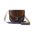 Handmade Leather Shoulder Bag – Tooled Tree of Life Design, Vintage Crossbody Purse– Zavelya Atelier