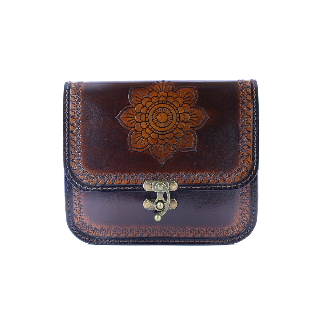 Tooled Leather Crossbody – Mandala Design