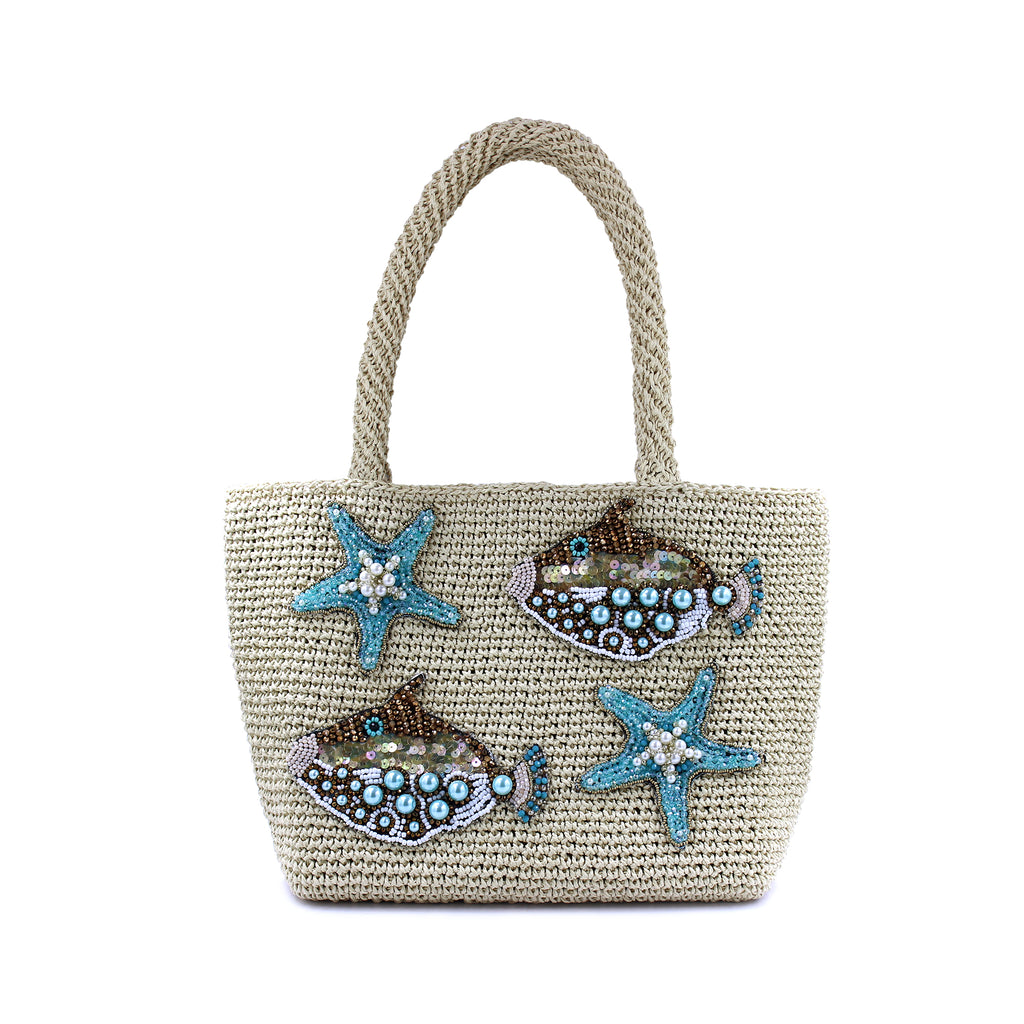 Handmade Raffia Bag – Fish & Starfish