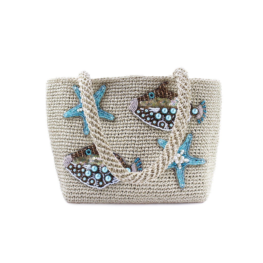 Handmade Raffia Bag – Fish & Starfish