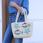 Handmade Raffia Bag – Fish & Starfish