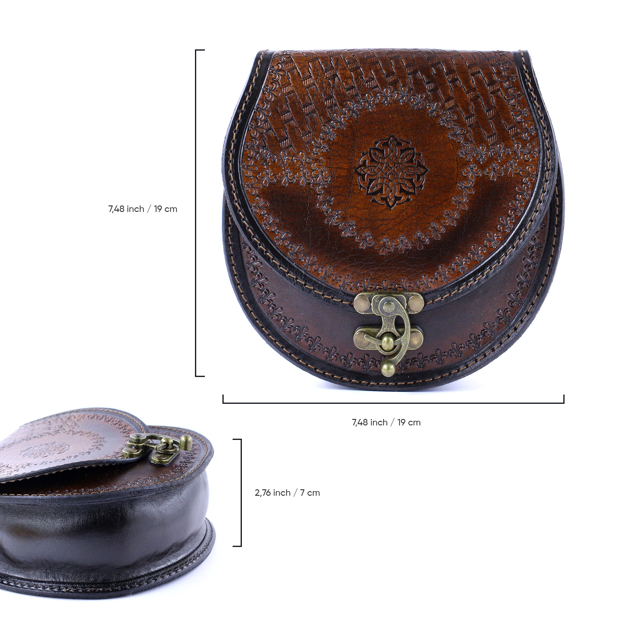 Vintage Round Flap Leather Bag