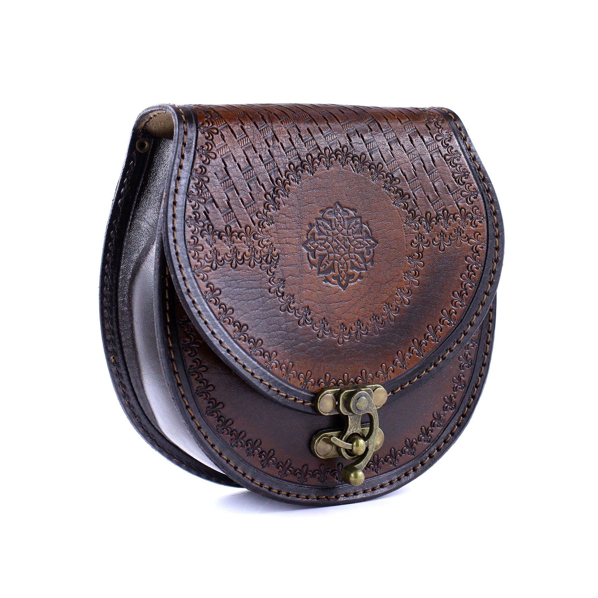 Vintage Round Flap Leather Bag